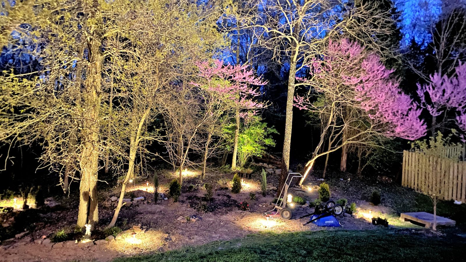 Heather Killebrew's home at night after installing the lighting