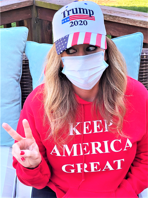 Heather Killebrew showing off her MAGA gear, which I got her. April 2020