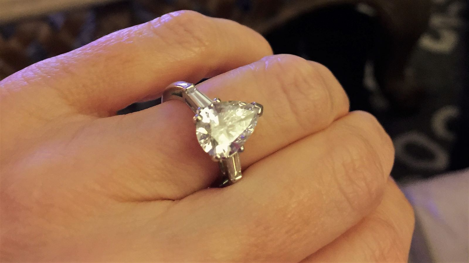 Heather Killebrew, Trophy, Ring, Engagement, Clayton MO, Clayton, Simons Jewelers, 3 Caret Diamond, Pear Shape JANUARY 2020