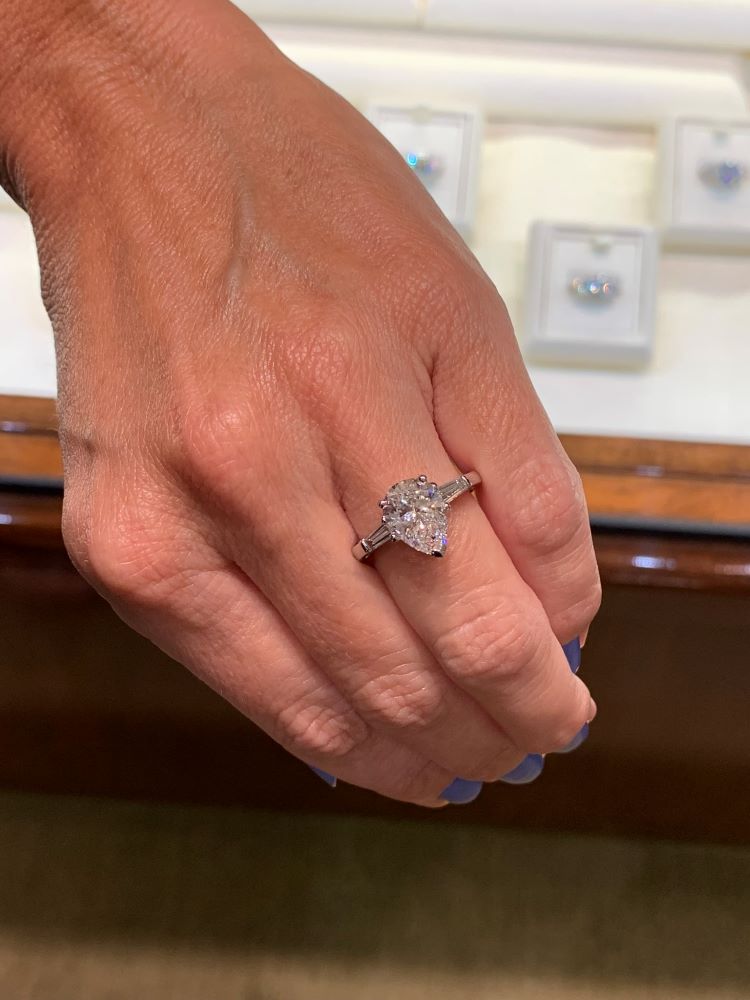 Heather Killebrew, Trophy, Ring, Engagement, Clayton MO, Clayton, Simons Jewelers, 3 Caret Diamond, Pear Shape JULY 2019