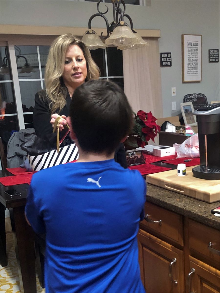 Heather and AJM at each other on his 10th birthday