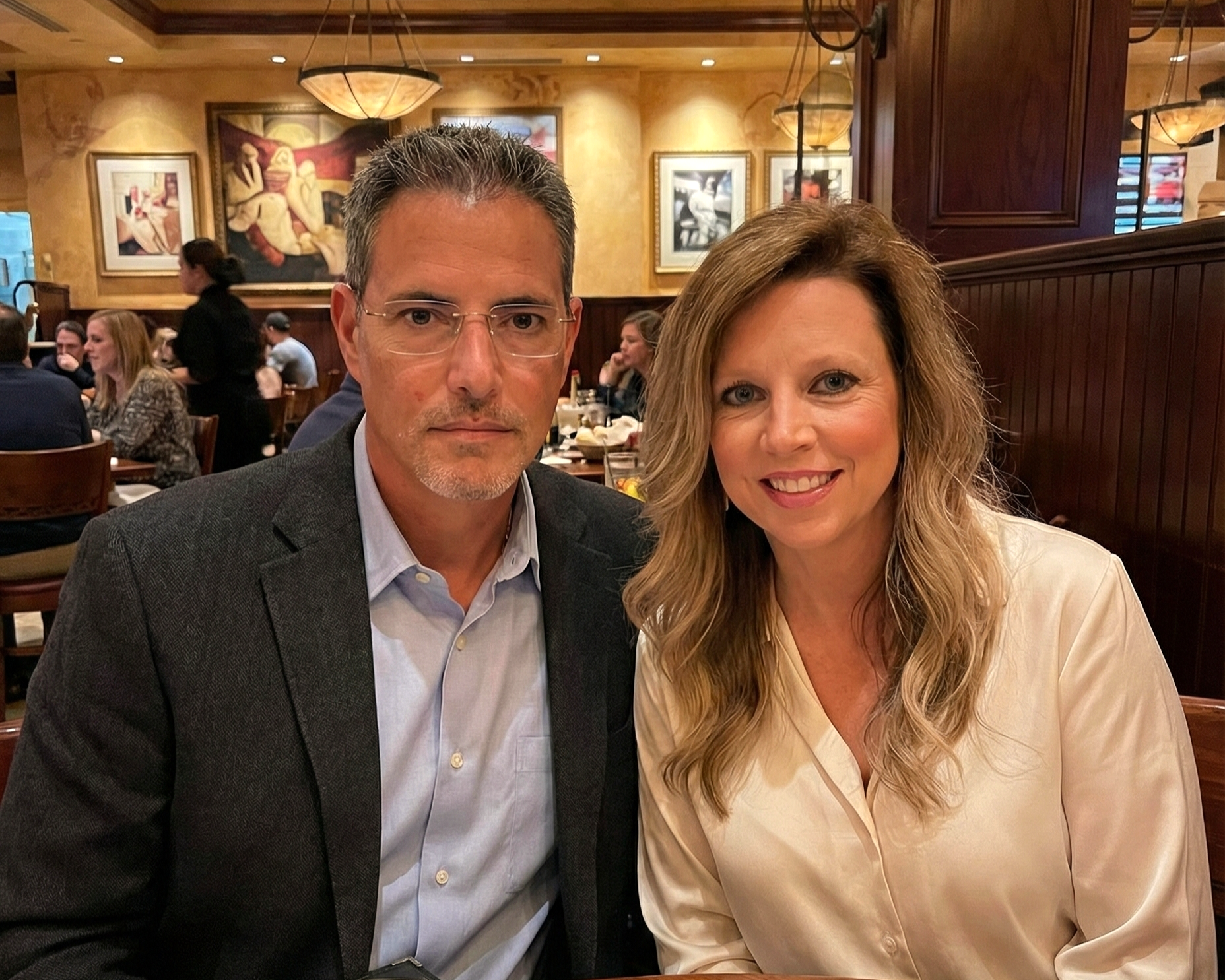 Portrait of Joey Montes and Heather Killebrew enjoying a dinner date at The Cheesecake Factory in Chesterfield, MO.