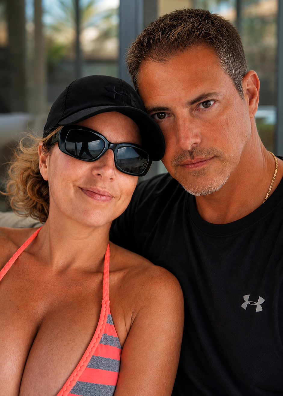 A close-up, intimate portrait of Heather and her companion during a summer visit to Dresden in June 2018.