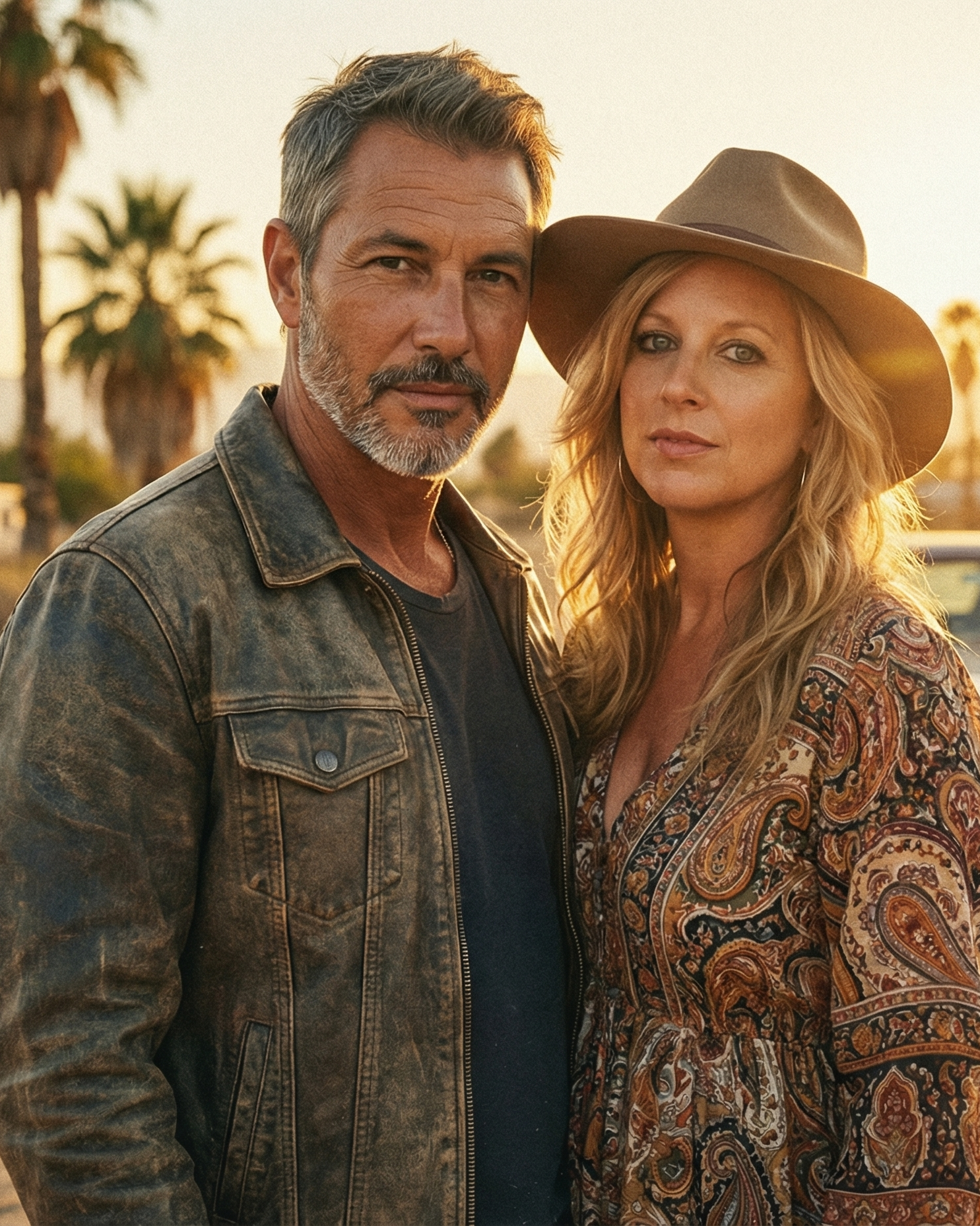 Close-up portrait of Heather Killebrew at golden hour in the desert.